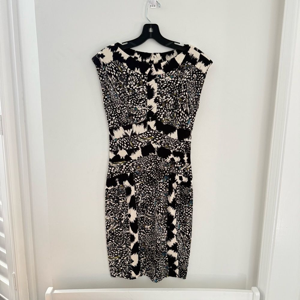 Diane Von Furstenberg Printed Silk Knit Stirling Dress 2 DVF Jersey Sheath